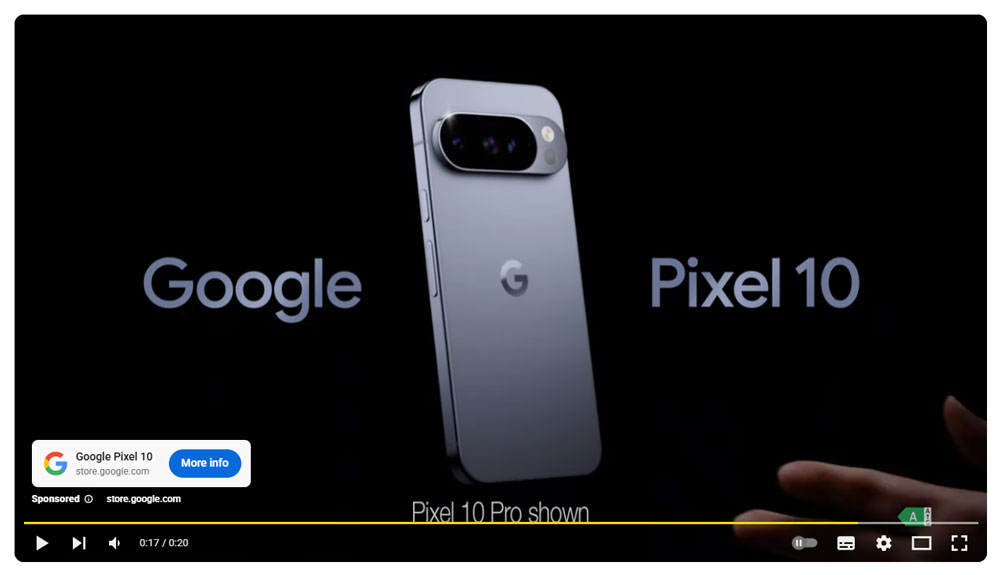The first image I saw of the Google Pixel 10 Pro was in a YouTube ad.