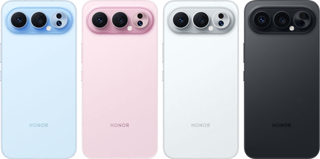 Honor 500 Pro Colors Aquamarine, Starlight Pink, Moonlight Silver, and Obsidian Black.