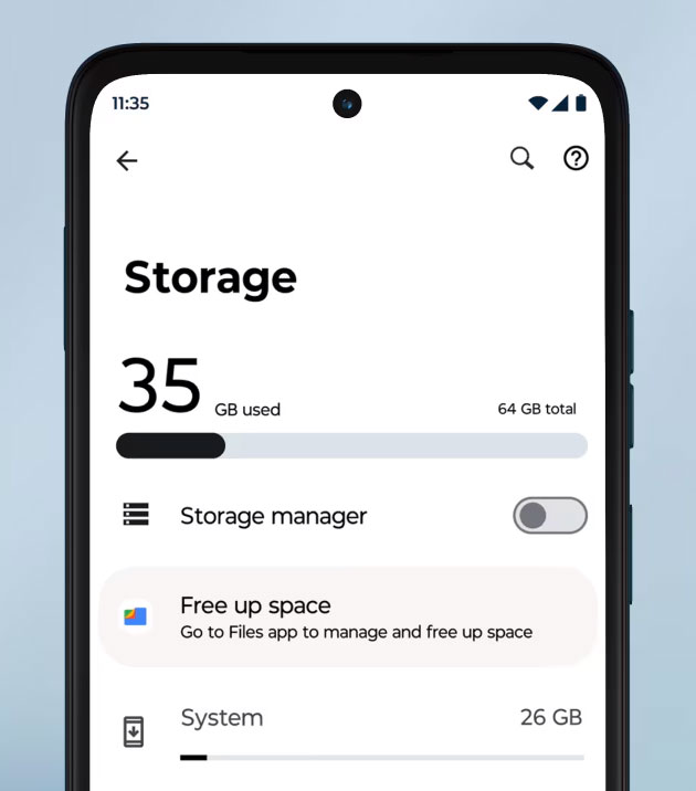 Motorola Moto G Play 2026 with 64GB of UFS 2.2 storage.