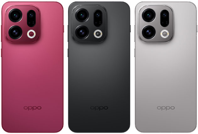 OPPO Find X9 colors Titanium Grey Space Black and Velvet Red OPPO Find X9 colors Titanium Grey, Space Black, and Velvet Red.