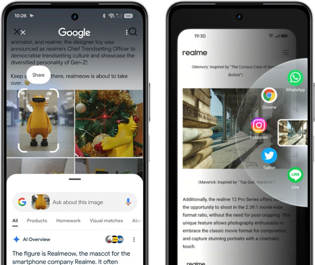 Realme P4x AI Features: AI smart loop and circle to search.