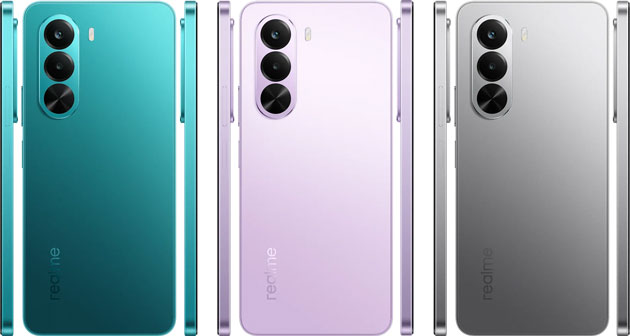 Realme P4x colors Matte Silver, Elegant Pink, and Lake Green.