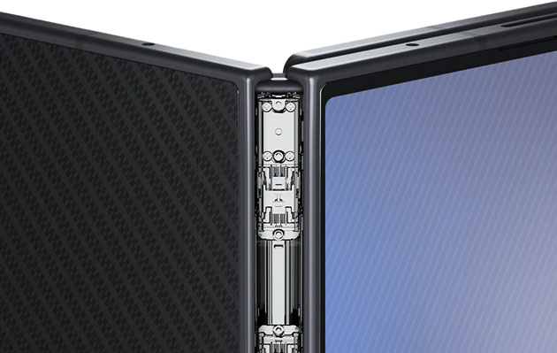 The Samsung Galaxy Z TriFold is protected by a tough Titanium Hinge Housing and use the Armor FlexHinge with a revolutionary spiral mechanism that keeps the profile slim yet strong The Samsung Galaxy Z TriFold is protected by a tough Titanium Hinge Housing and use the Armor FlexHinge with a revolutionary spiral mechanism that keeps the profile slim yet strong.