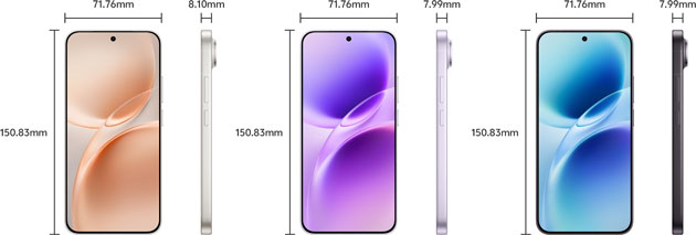 vivo S50 Pro Mini dimensions 150.83 x 71.76mm