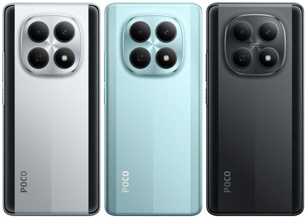 Poco M8 colors Black, Silver and Green.