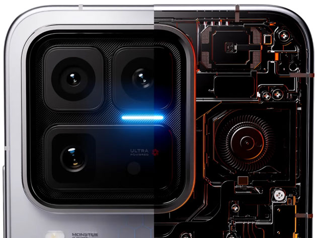Close-up of the iQOO 15 Ultra rear camera system and internal cooling hardware, showcasing the 'Ultra Powered' branding and internal fan design.