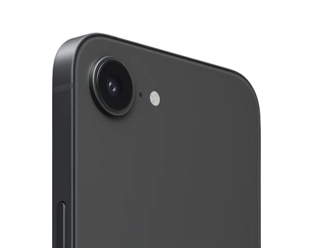 Close-up of the side of the iPhone 17e Black showing the camera and power button.