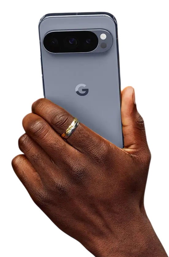 Google Pixel 10 Pro XL Moonstone in hand back design Google Pixel 10 Pro XL Moonstone in hand - back design