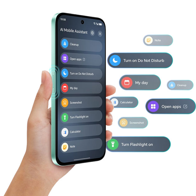 Honor X6c in hand, One-Click Access to AI Service.