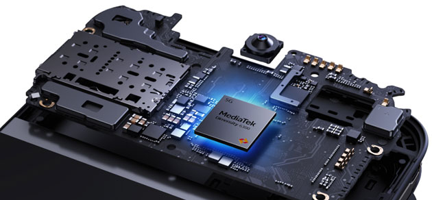 Internal hardware of the OPPO K14x 5G showing the MediaTek Dimensity 6300 chipset on the motherboard with cooling components and copper heat pipes Internal hardware of the OPPO K14x 5G showing the MediaTek Dimensity 6300 chipset on the motherboard with cooling components and copper heat pipes.