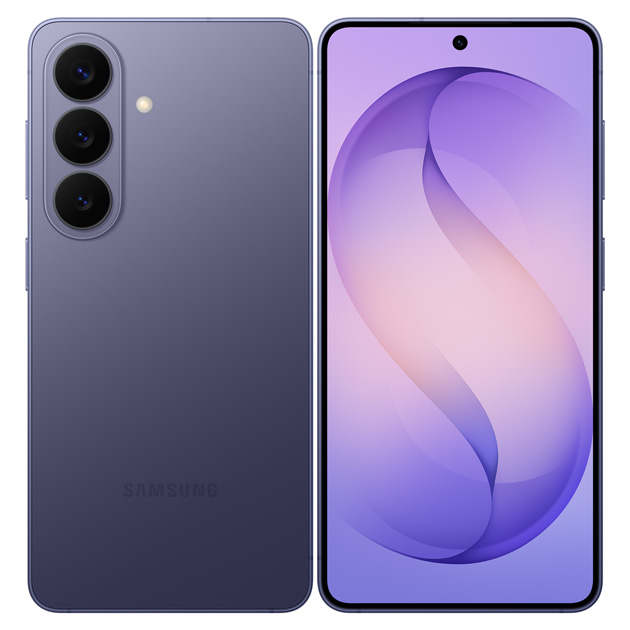 Samsung Galaxy S26 Cobalt Violet, back and front view.