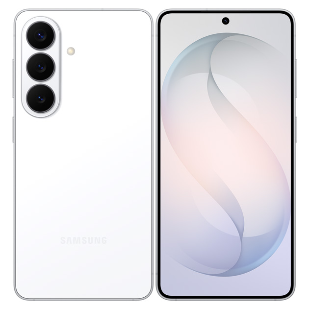 Samsung Galaxy S26 White, back and front view.