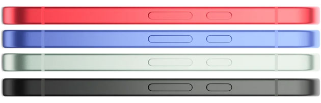 Side-profile comparison of the Google Pixel 10a in four colors Berry, Lavender, Fog, and Obsidian, showing the color-matched frames and physical buttons.