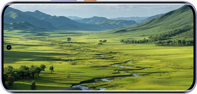Tecno Pova Curve 2 smartphone displaying a high-contrast nature landscape on its 3D curved AMOLED screen.