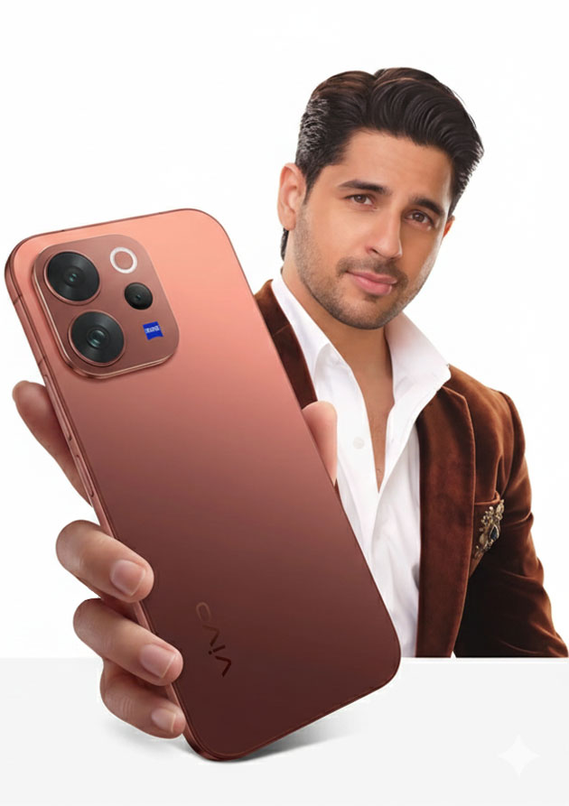vivo V70 Passion Red in hand