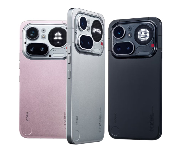 Nothing Phone (4a) Pro colors Pink, Silver, and Black