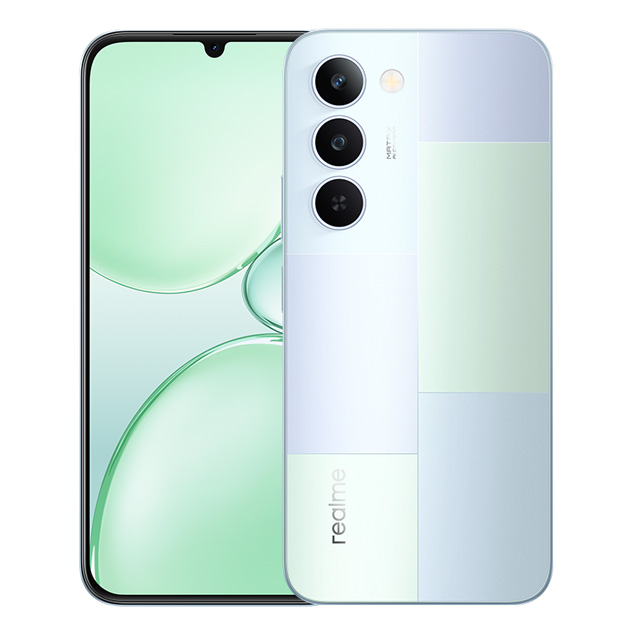 Realme P4 Lite Mosaic Green back and front Realme P4 Lite Mosaic Green back and front