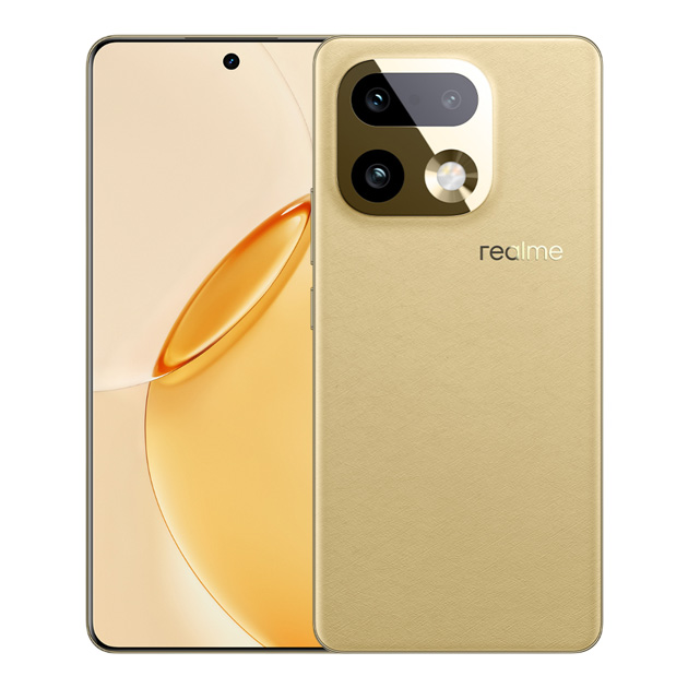 Back and front of Realme 16 Pro plus Master Gold Back and front of Realme 16 Pro+ Master Gold
