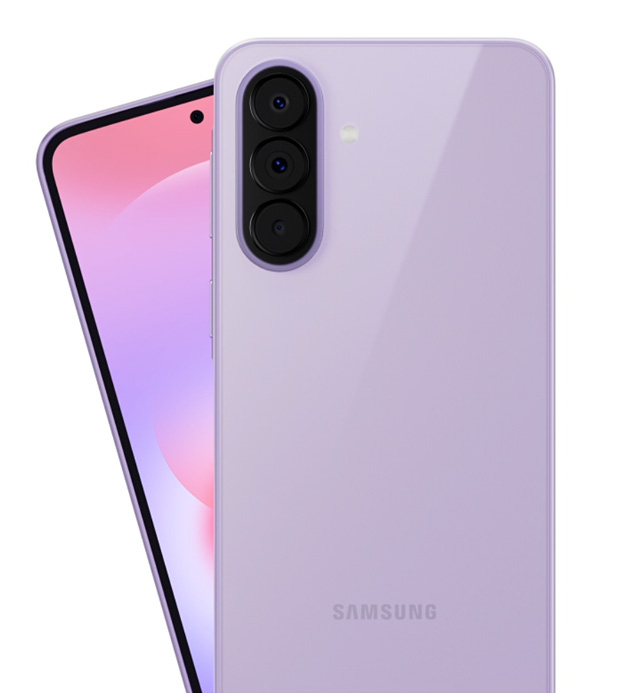 Back and front of Samsung Galaxy A37 Lavender Back and front of Samsung Galaxy A37 Lavender