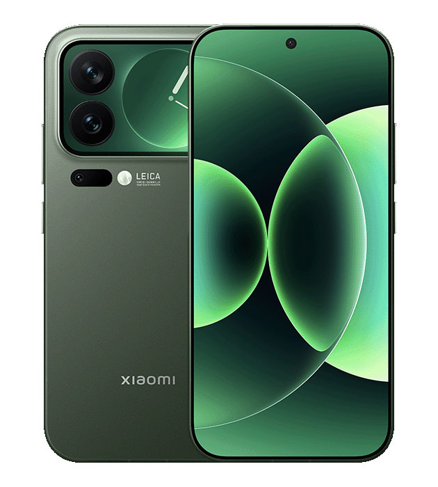 Back and front of Xiaomi 17 Pro Green