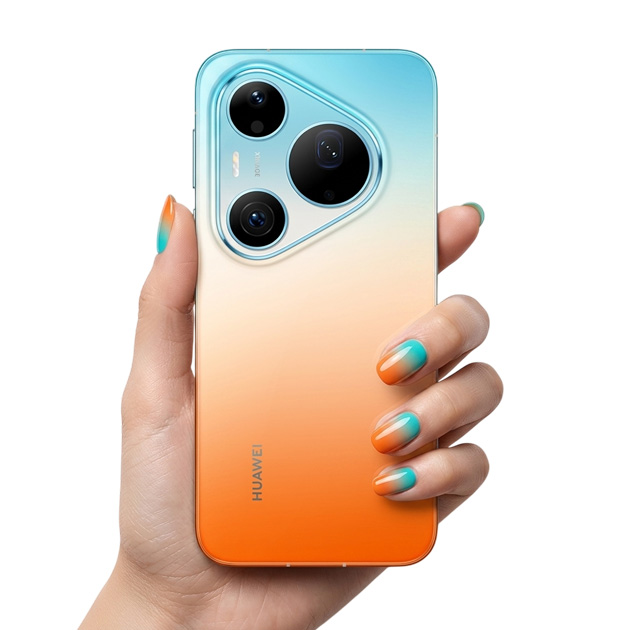 Huawei Pura 90 Pro Max Ocean Orange in hand Huawei Pura 90 Pro Max Ocean Orange in hand