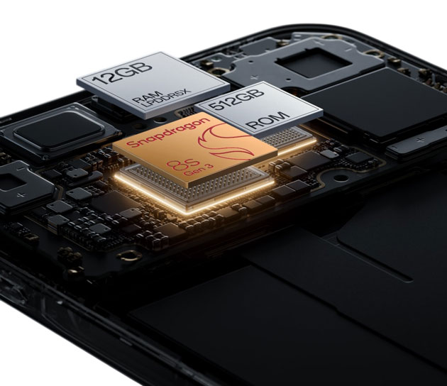 Inside the OnePlus Nord 5 showing the Snapdragon 8s Gen 3 chipset 12GB of RAM and 512GB of storage Inside the OnePlus Nord 5, showing the Snapdragon 8s Gen 3 chipset, 12GB of RAM, and 512GB of storage.