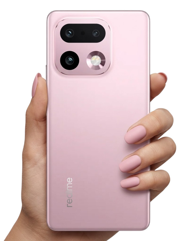 Realme 16 Pro plus Camellia Pink in hand Realme 16 Pro+ Camellia Pink in hand