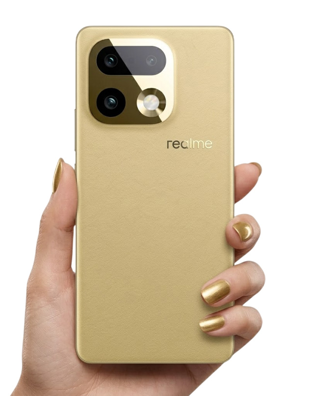 Realme 16 Pro plus Master Gold in hand Realme 16 Pro+ Master Gold in hand