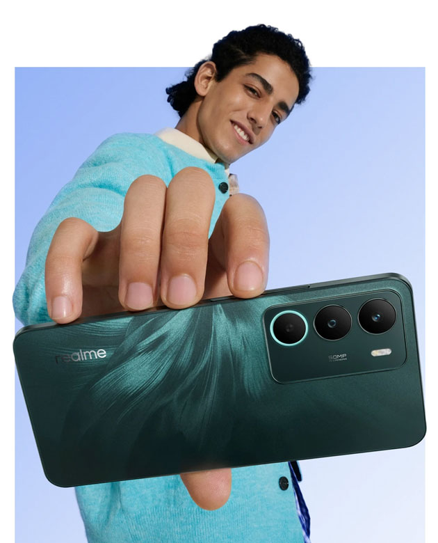 Realme C71 Forest Owl in hand