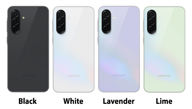 Samsung Galaxy A36 colors black white lavender and lime Samsung Galaxy A36 colors black, white, lavender, and lime
