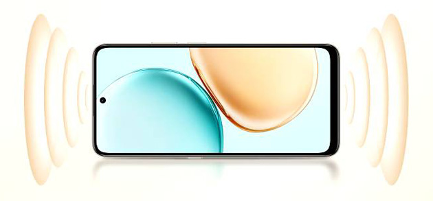 Showing the Honor X7d’s stereo speakers and surround sound playback