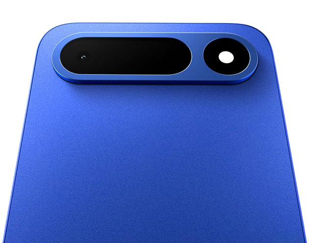 Tecno Pop X camera module design. Close up of the horizontal dual camera setup on the Midnight Blue matte finish model Tecno Pop X camera module design. Close-up of the horizontal dual-camera setup on the Midnight Blue matte finish model.