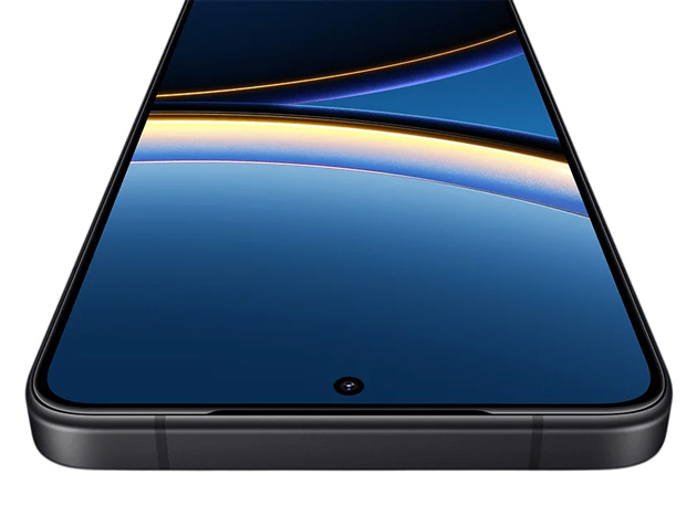 A view of the front panel of Poco F7 Pro showing that the left and right bezels are thicker than the top A view of the front panel of Poco F7 Pro, showing that the left and right bezels are thicker than the top.