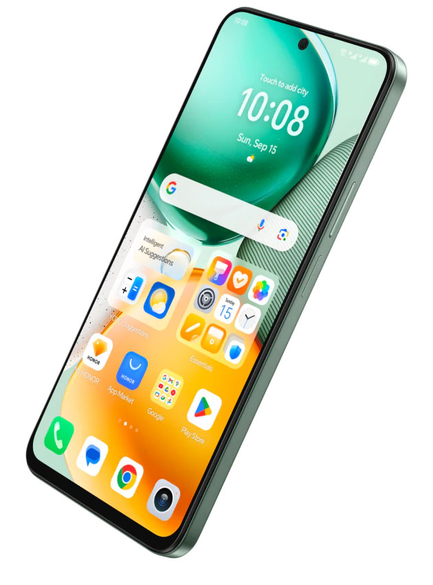 Angled view of the Honor X7c Forest Green