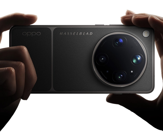 Back view of OPPO Find X9 Ultra phone in hand, with Hasselblad logo and camera module