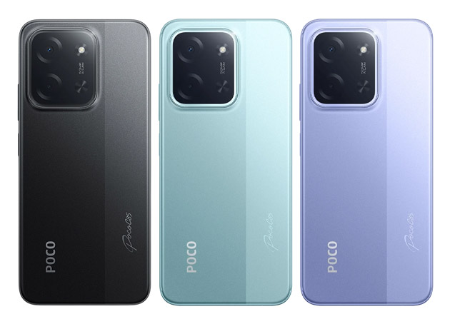 Poco C85 4G colors in Black Green and Purple Poco C85 4G colors in Black, Green, and Purple.