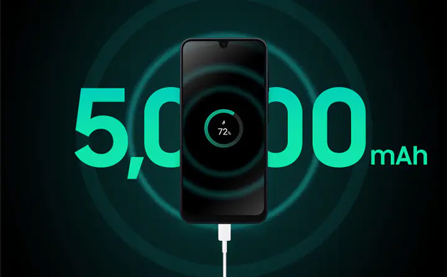 Samsung Galaxy A16 with a 5000mAh battery, charging and showing 72% charge.