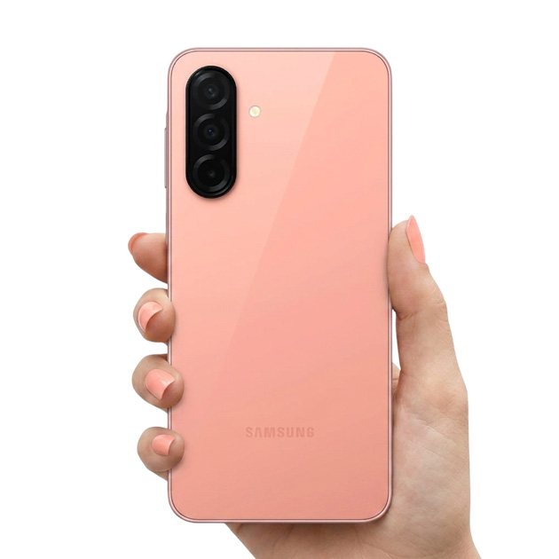 Samsung Galaxy A26 Peach Pink in hand
