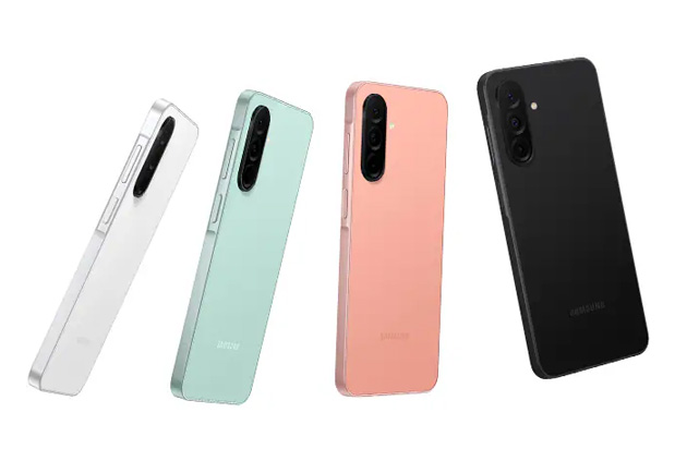 Samsung Galaxy A26 in four color options White, Mint, Peach Pink, and Black.
