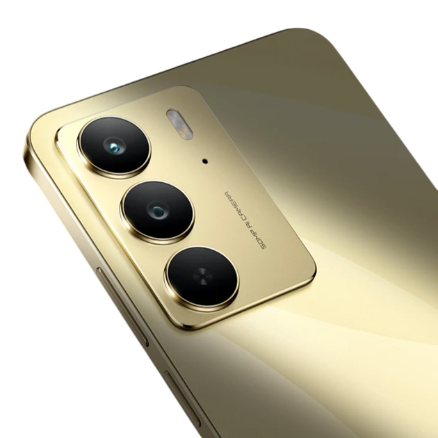view of the Realme C75 camera module in Lightning Gold view of the Realme C75 camera module in Lightning Gold