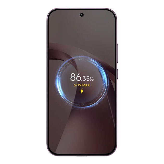 Fast charging animation on the Xiaomi 17T screen showing 86.35 battery percentage and the text 67W Max.