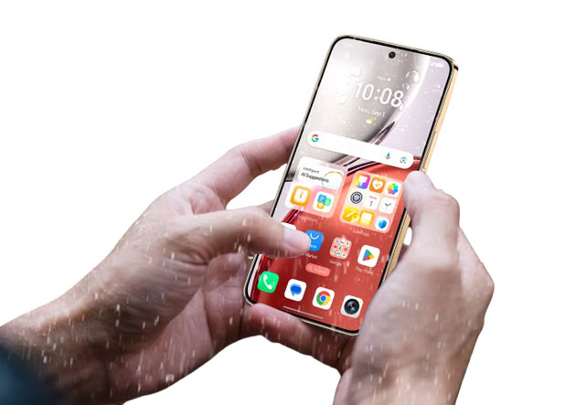 Operating the Honor X9d screen with wet hands under splashing water to demonstrate the Wet Touch feature Operating the Honor X9d screen with wet hands under splashing water to demonstrate the Wet Touch feature.
