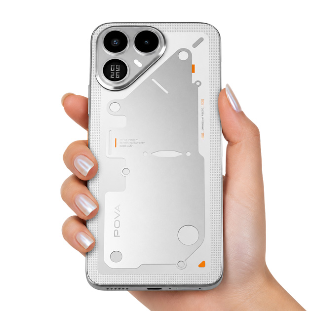 Tecno Pova 8 Silver in hand Tecno Pova 8 Silver in hand