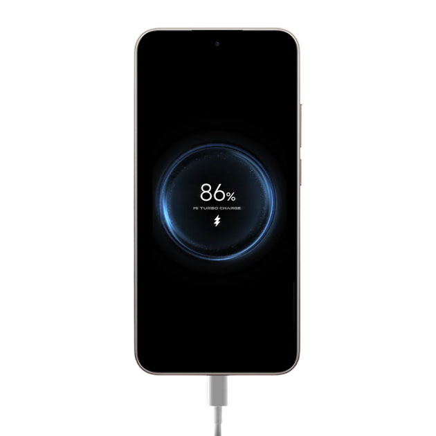 The battery percentage and turbocharging logo displayed on the Xiaomi Redmi Note 15 Pro 5G while its charging The battery percentage and turbocharging logo displayed on the Xiaomi Redmi Note 15 Pro 5G while it’s charging.